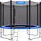 MONZANA® 12ft Complete Trampoline Set | 366cm With Safety Net Access Ladder Edge Cover Spring Tool | Home Childrens Garden Outdoor | Blue Black