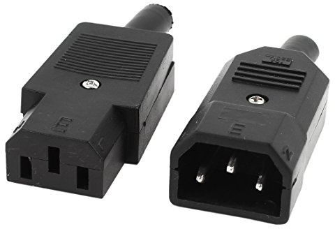sourcingmap IEC 320 C14 Spina Maschio a C13 Presa Femmina Connettore Alimentazione AC 250V 1