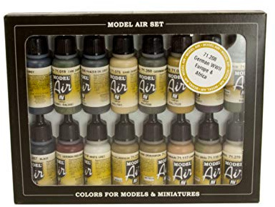 Vallejo 071208 Deutsche, WWII, Europaund Afrika, 16 Farben, Blau, Grün, Grau, Weiß, 0.57 FL Oz (Pack of 16)