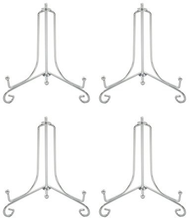 (4 pièces)4 Pouces Argenté métal porte assiette chevalet présentoir pour le biscuit, photo, carte de place ou aux mariages, fête d'anniversaire