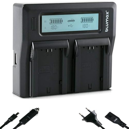 Blumax LCD Dual Charger für Sony NP-FZ100 Akkus – Ladegerät ist Kompatibel mit Sony Alpha 6600 6700 A7 III 7RM3 / Alpha 9 III 9III 9S / A9 A9III A9S
