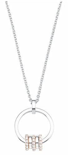 s.Oliver Kette mit Anhänger 925 Sterling Silber Damen Halsschmuck, mit Zirkonia synth., 42+3 cm, Bicolor, Kommt in Schmuck Geschenk Box, 2027610