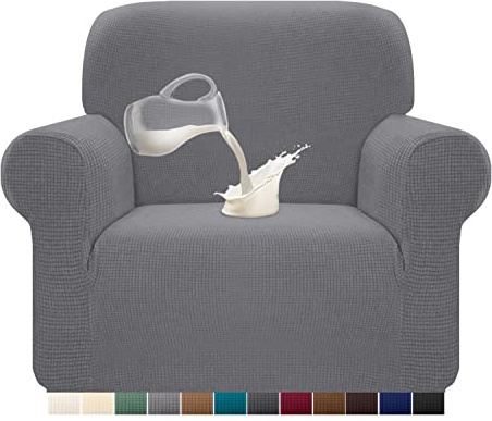 Granbest Copridivano elasticizzato, impermeabile, 1 pezzo, in spandex, jacquard, con gommapiuma antiscivolo (1 posto, grigio chiaro)