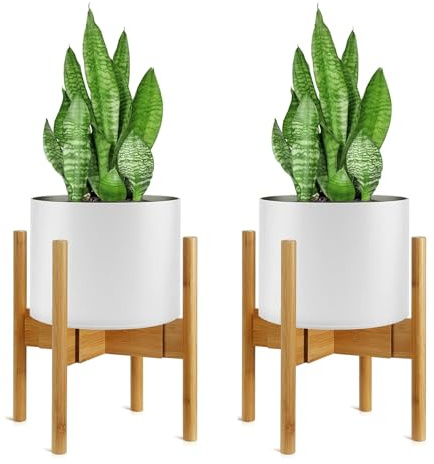 Gunolye Adjustable Bamboo Plant Stand, Expandable Plant Holder,Flower Pot Display Stand,Modern Flower Potted Holder Rack for Indoor Outdoor,Fit 20-30 Centimeter Pots (Plant & Pot Not Included)