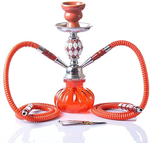 chicha Mini Narguilé Ensemble Complet Narguilé Citrouille Vase en Verre D'eau Kit de Démarrage avec 2 Tuyaux pour La Maison, Fête, Bar (Color : Red)