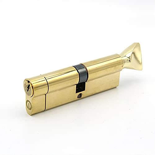 Anti-Theft Euro Thumbturn Cylinder,Brass 50/45T 95mm,Euro Door Barrel Lock with 3 Keys,Brass Cylinder and Zinc Knob,Suitable for All Door Types