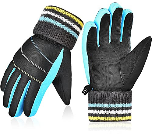 Winterhandschuhe Wasserdicht Kinder Handschuhe Skihandschuhe - Junge Mädch Winddicht Fahrradhandschuhe Anti-Rutsch Full Finger Warme Schneehandschuhe for Outdoor Sport Lauf Snowboard Skifahren Fahrrad