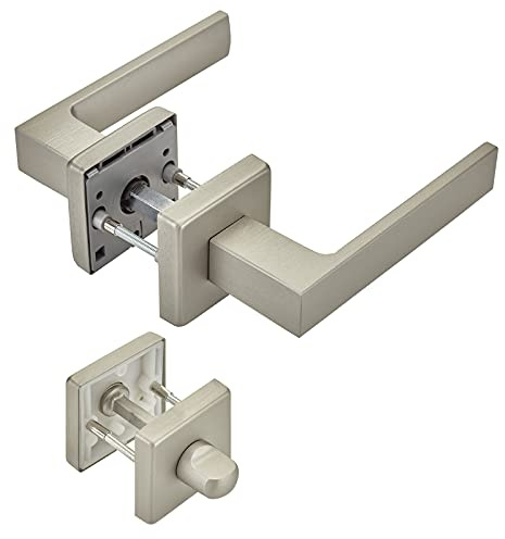 Türdrücker CUBE Edelstahloptik matt für Bad 120 x 22 mm Vierkant 8 x 8 mm | WC Türen Rosettengarnitur Türbeschlag von SOTECH