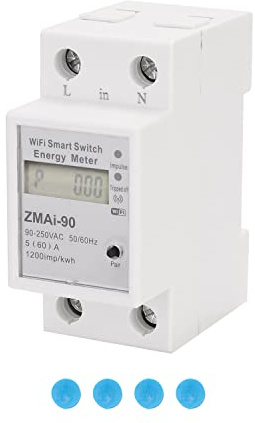 Intelligentes WLAN-Energiemessgerät, 35 mm einphasig, digitales LCD-Messgerät, Kwh Meter 90-250 V 60 A, kompatibel mit Smartlife/Tuya/Alexa/ Home