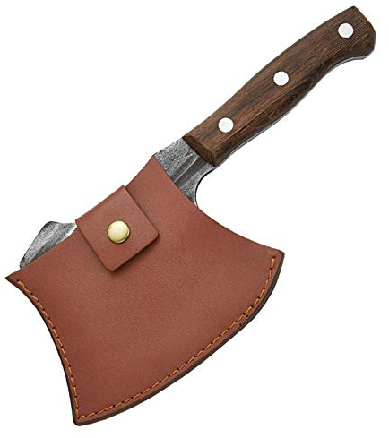 Kitchenn couteau côtelé hache os 5cr15mov acier inoxydable boucher Couteau ébène poignée couteau couvre-couteau de chef (Color : Knife with cover)