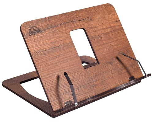 Buchständer zum Lesen, Holz, handgefertigt, faltbarer Rezept-Kochbuch-Tablet-PC-Halter, verstellbare Höhe, Leser-Display, Lehrbuch, Magazin, Notenbuchständer (Walnuss)