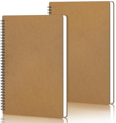 Yarotm Notizbuch A4 Kariert - 2er Pack 100GSM Creme Papier Notizblock Spiralbindung Notebook - Ringbuch Kariertes A4 Notizheft Spiral Journal - Spiralblock a4 Kariert