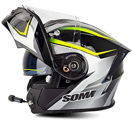 Bluetooth Full Face Klapphelm Flip Up Integralhelm ECE Geprüft Modulare Helme Integralhelm für Herren Damen mit Doppelvisier, Doppelte Rauschunterdrückung Helm für Motorrad H,4XL