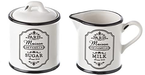 Jeu de sucre et laitier stoneware noir et blanc - LOLAhome