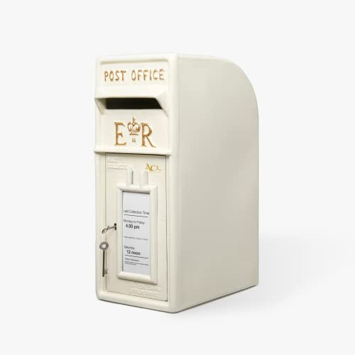 ACL Boîte aux Lettres Blanche ER avec Serrure, Murale Montée sur Pilier, Verrouillable, en Fonte Durable