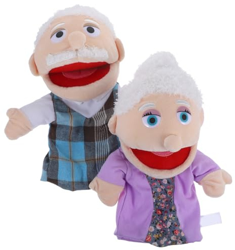 Marionnettes À Main Grand-PèRe Et Grand-MèRe en Peluche Lot De 2 Jouets Interactifs pour Enfants DéVeloppement des CompéTences Jeux Familiaux Et ThéâTre