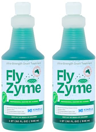 Fly-Zyme, Highly Concentrated Enzyme Drain Cleaner for Pipes, Drain Gel for Fruit Flies, Organic Waste Degrader & Odor Neutralizer, 32 fl oz, Pack of 2