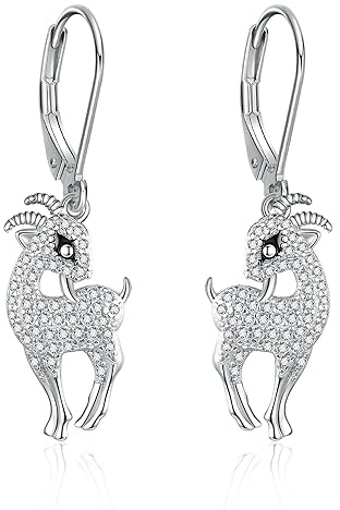 Ziegen Geschenke für Ziegenliebhaber Ziegen Ohrringe Sterling Silber Zirkonia Ziegen Schmuck für Frauen und Mädchen
