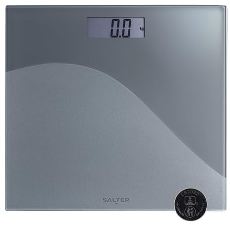 Salter Digital Bathroom Scale – Wave Design Frosted Glass Textured Platform, 180 kg/28 st 8 lbs Max Capacity, Easy Read LCD Display, Instant Reading Step-On Technology, Body Weight Weighing Scales