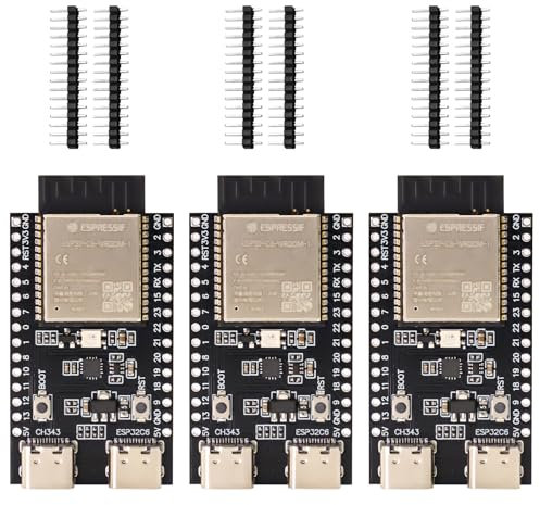 ESP32-C6 ESP32-C6-DevKitC-1-N4 Schede di sviluppo RUIZHI 3 Pezzi ESP32-C6-DevKitC-1-N4 Moduli Supporto wifi Bluetooth 512KB 320KB ROM Type-C Interfaccia Compatibile con Arduino