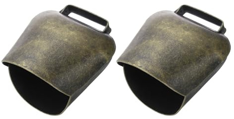 PATIKIL 2,3 x 5 x 2,6 Zoll Mini Kuhglocken, 2 Stück Eisen Vintage Metall Festliche Glocke, Kuhglocken Großhandel für Tier-Anti-Verlust, Grün Patina