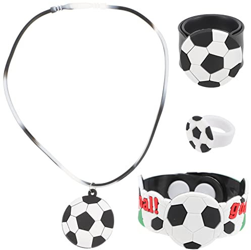 Abaodam 3sätze Fußball Schmuck Für Mädchen Teiliges Mit Halskette Armband Brosche Und Slap Bracelet Für Fußball-partys Und
