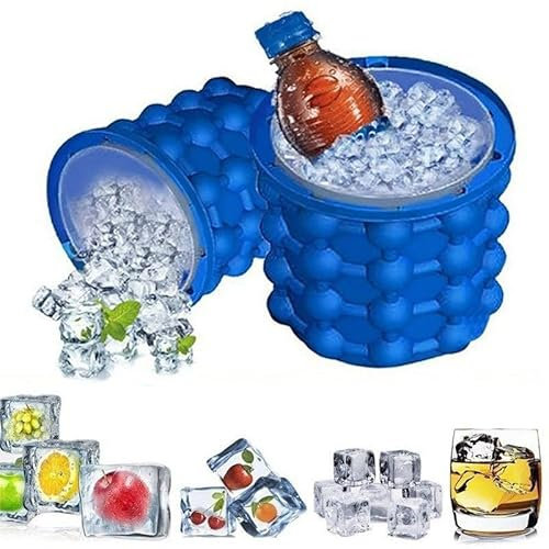 2 cubos de hielo, bandeja grande de silicona para cubitos de hielo, molde de enfriamiento rápido, molde redondo para hacer hielo, perfecto fácil congelación y servicio, barato y fácil de limpiar,