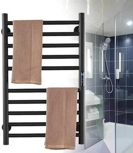 smafoseedding Wall-Mounted Electric Towel Radiator, Plug-In Towel Rack, Thermostatic Towel Warmer, Heats Up In 5 Minutes, Drying At Constant Temperature, 10 Bars, black