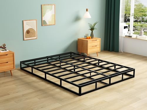 AROMUSTIME 7 Inch Box Spring Full,Black Heavy Duty Metal Mattress Foundation/Easy Assembly/Non-Slip/No Noise/Easy Clean Fabric Cover