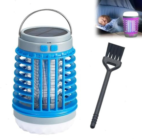 Lampada Antizanzare Solare Senza Fili Potenziata, Protezione Antizanzare Elettrica, Antizanzare Portatile Ricaricabile Da Campo, Zapper Per Insetti Per Interni Ed Esterni, Evita Punture Di Insetti(Blu
