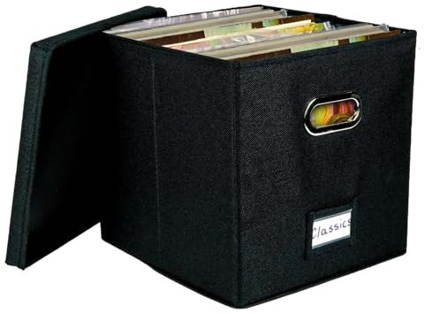 Scatola portadischi in vinile - Robusto organizer portatile per LP, contenitore per raccolta musicale | Porta album domestico impilabile con coperchi, ampio contenitore per dischi in vinile che può os