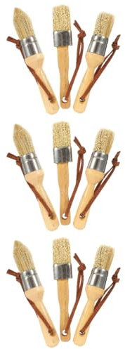 NUOBESTY 3 Sätze Rundbürste Aus Buche Wandpinsel Fleck Möbelpinsel Detail Leistung Seehecht Bürste Staubtücher Zum Reinigen Spülbürste Kreidepinsel Oval Lüfter Berühren Holz 3 Stück * 3