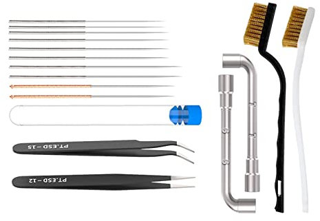 Drucker-Düsenreiniger, 17-teiliges Set, Reinigungsbürsten, Pinzetten, 6/7 mm Schraubenschlüssel, 3D-Druck-Reinigungsbürste