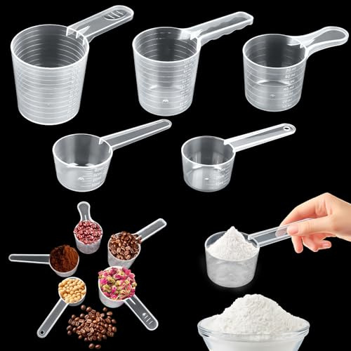 Messlöffel, 5 Stück, 20g, 25g, 35g, 50g, 60g 5 Kapazitäten, Transparent | Dosierlöffel Waschpulver mit Skala, Waschmittel Dosierhilfe, für Kaffee, Waschpulver Dosierer, für Proteinpulver