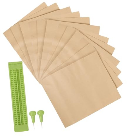Tavola Braille 4 Righe con Pennino e Carta, Kit Scrittura Riutilizzabile | Accesso Facile per Non Vedenti, Materiale Plastico Robusto, Leggero e Portatile per Studio