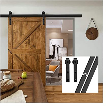 Schiebetür Komplettset, Gifsin 4-9. 6 FUSS Antike Art-Holz Schiebetür Scheunentor Hardware Kit Black Top Mounted Closet Hardware for Single Door(6FT 1830mm)