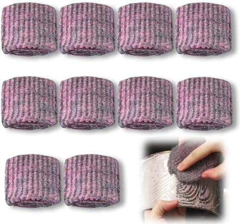 fKiZanthene 10 Stück Stahlwolle Seifenpads, Küchenschwämme mit Seife, Reinigungs-Pads für Grill, Backofen, Töpfe und Pfannen