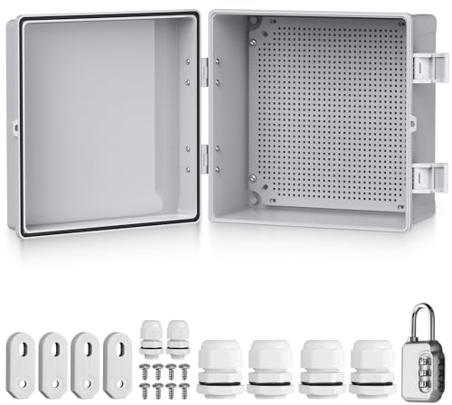 EYPINS Vattentät fördelningsbox IP67, kopplingsdosa vattentät ABS-plasthölje utomhus eluttag, växellåda, strömlåda med monteringstillbehör 30 x 30 x 17 cm | grått kopplingsskåp