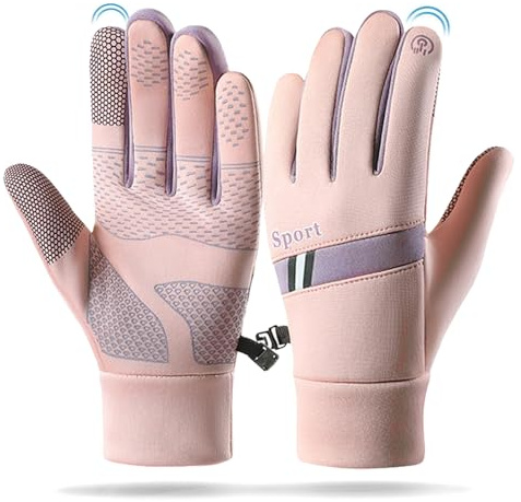 FOSDICK Guanti Termici Donna, Antivento Guanti Touch Screen Invernali, Gloves Winter Caldi, Antiscivolo guanti Sportivi per Moto, Bici, Ciclismo, Corsa, Guida, Sci, Alpinismo, Taglia Unica, Rosa