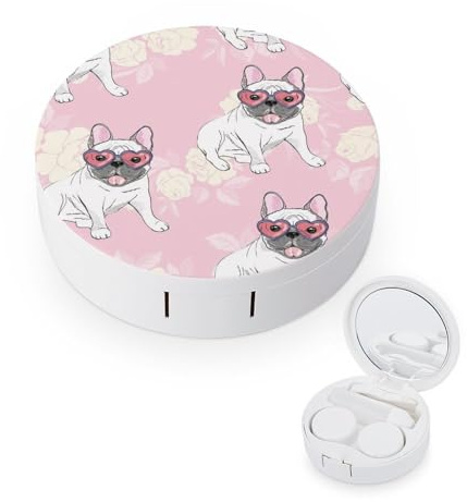 fkgvwo Contact Lens Case Bulldog White Contact Lens Holder Box Container Soak Storage Kit