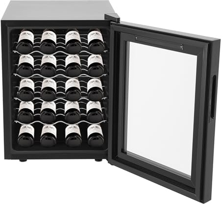 HUOMMGS Weinkühlschrank Klein Weinkühlschränke I 12-18℃ Einstellbar I Geräuscharmer I LED Beleuchtung I Doppelte Gehärtetem Glas I Modern Flaschenkühlschrank Getränkekühlschrank für Büros (20 Flasche)