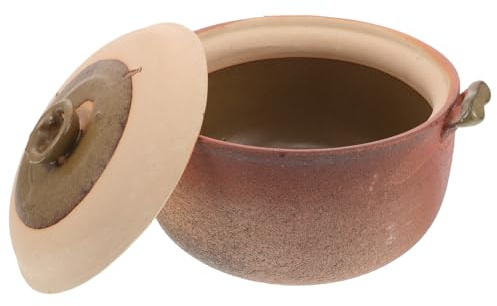BESTOMZ Casseruola di Terracotta Versatile in Terracotta Cinese con Manico e Coperchio 2,5l Pentola per Stufati Domestici Resistente alle Perdite per e Cottura