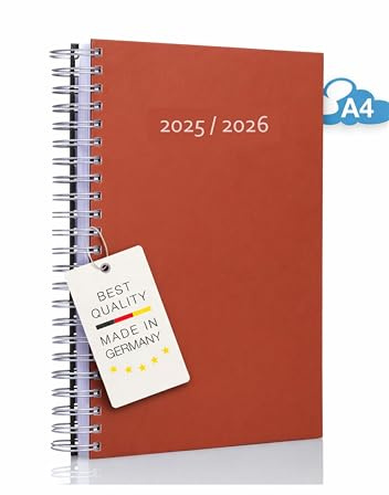 edition cumulus Kalender 2026/2027 DIN A4 – Dicker Tageskalender - August 2026–August 2027, Spiralbindung, Schwarz, Made in Germany, viel Platz pro Tag - TERRACOTTA