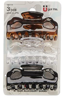 Scunci 2-Loop Jaw Clips, 6-CM Assorted Colors, 3-Count per Pack (1-Pack)