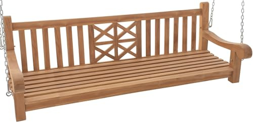 CLP Schaukelbank Farm I Gartenschaukel aus Teakholz I Holzschaukel wetterfest und massiv I mit Befestigungsmaterial, Farbe:Teak, Größe:180 cm