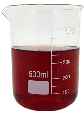 Borosilicate Glass Beaker 500ML Laboratory Glassware Boro 3.3 Low Form, Ideal for the Lab, Workshop, Kitchen or Bar