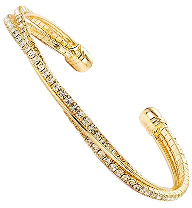 rose gold Cuff bangle Bracelets For Women Rhinestone Clear Crystal Dainty Bracelet Bridesmaid Wedding Gifts Birthday Party (gold)