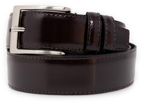 Emila Cintura elegante uomo cinta cerimonia con fibbia cuciture da ragazzo artigianale x abito per pantaloni semi lucida spazzolata 3,5 cm abbrasivata classica matrimonio Made in Italy Vera Pelle
