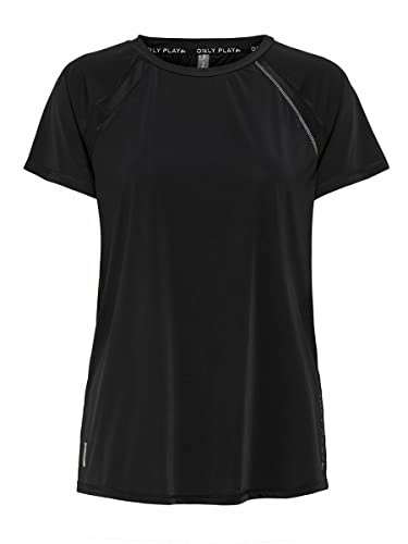 Only Play Damen Onpperformance Training Loose Tee T Shirt, Black/Print:w. Black & Red, L EU