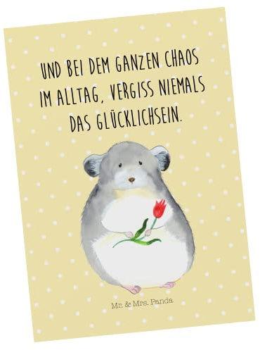 Mr. & Mrs. Panda Postkarte Chinchilla Blume - Geschenk, Postkarten, Büro, Chaos, Liebeskummer, Kummer, Fotokarte, Lustige Sprüche, Chinchillas, bildkarte, Ansichtskarten, Grußkarte